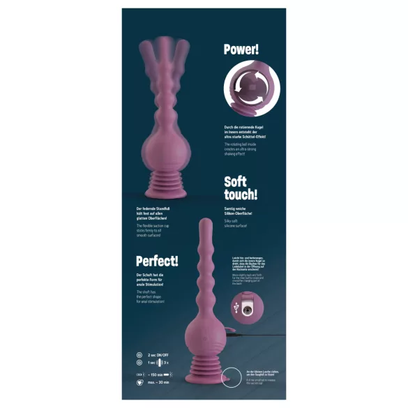 You2Toys - analni vibrator s drškom - silikon, ljubičasta