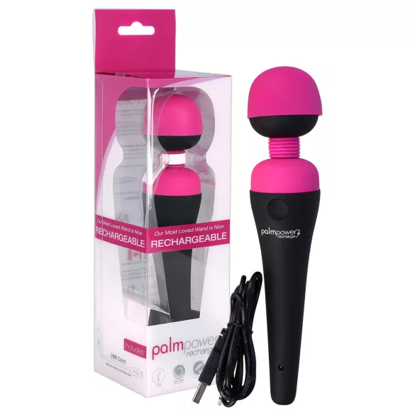 PalmPower Wand - masažer vibrator na punjenje - ružičasto-crni