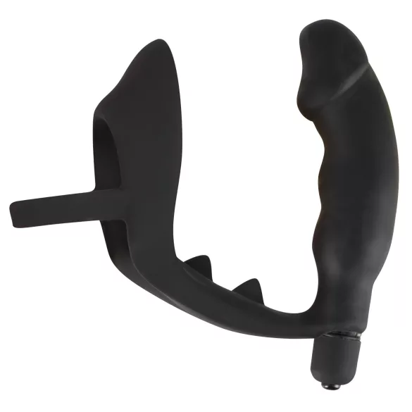 Black Velvets - analni vibrator s prstenom za penis i testise - crni