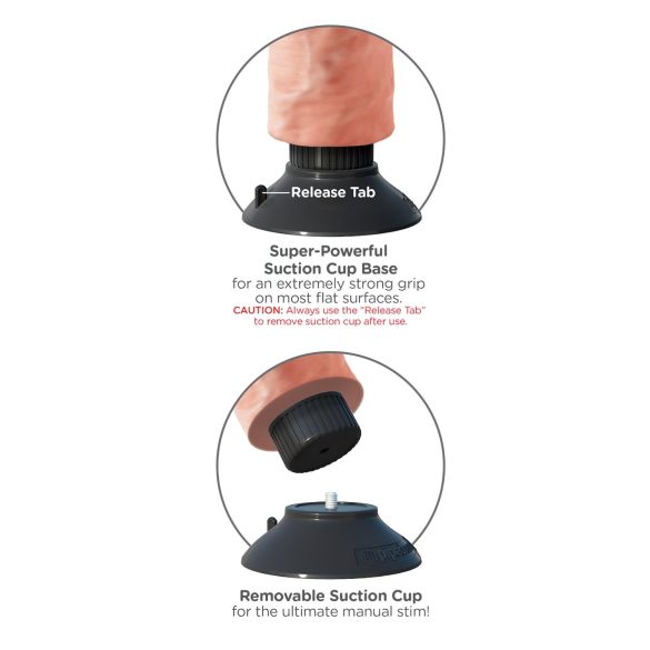 King Cock - Vibrator s vakuumskom čašom - 25 cm - prirodna boja