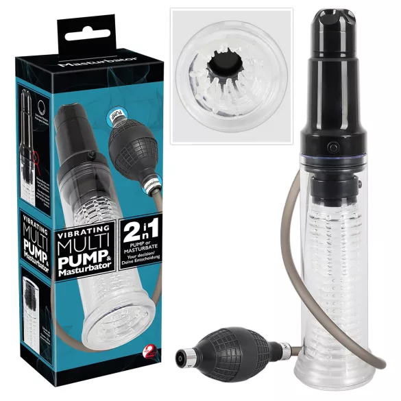 You2Toys - penis pumpa i masturbator 2u1 - prozirni