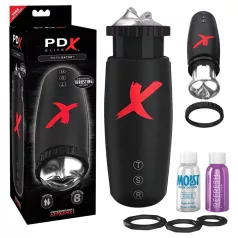   PDX Moto Bator - muški masturbator s usisavanjem i pokretnim usnama - crni
