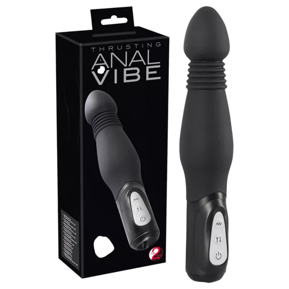 You2Toys - analni vibrator s potiskivanjem - crni