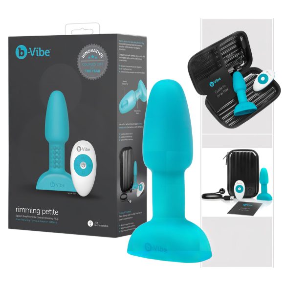 b-Vibe Rimming - analni vibrator s rotirajućim perlicama - tirkizna