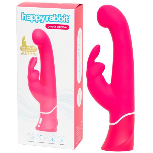 Happyrabbit - Vibrator za G-točku i klitoris - vodootporan silikon roza