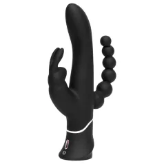   Happyrabbit Triple - vibrator s nastavkom za klitoris i anal - crni - punjivi