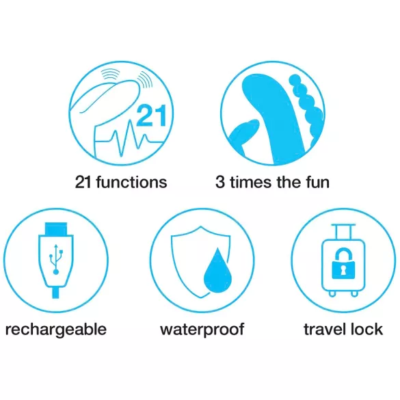 Happyrabbit Triple - vibrator s nastavkom za klitoris i anal - crni - punjivi