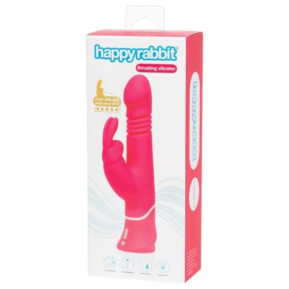 Happyrabbit Thrusting - vibrator za g-točku i klitoris s baterijom - rozi