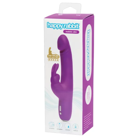 Happyrabbit - vibrator s klitoralnim nastavkom - punjivi - slim - ljubičasti