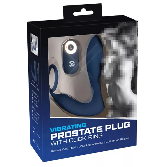 You2Toys - analni vibrator s prstenom za penis - plava