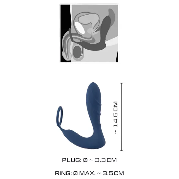 You2Toys - analni vibrator s prstenom za penis - plava