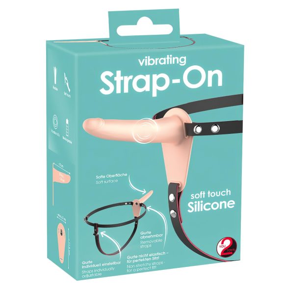 You2Toys - strap-on vibrator s remenom - punjivi - natur