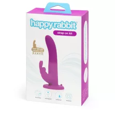   Happyrabbit - strap-on vibrator s zečićem - silikon ljubičasta