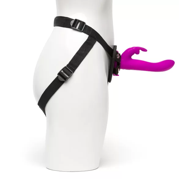 Happyrabbit - strap-on vibrator s zečićem - silikon ljubičasta
