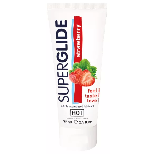 HOT Superglide - jestivi lubrikant s okusom jagode - 75ml