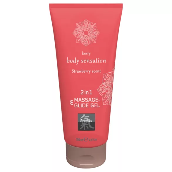 HOT - Shiatsu 2u1 s mirisom jagode - masažno lubrikantno ulje - jagoda (200 ml)