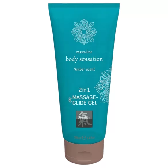 HOT - Shiatsu 2u1 Amber Scent - masažno lubrikantno sredstvo - amber (200 ml)