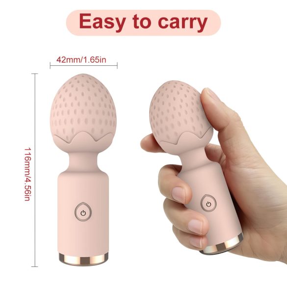 Sunfo Strawberry - mini vodootporni masažni vibrator - pink