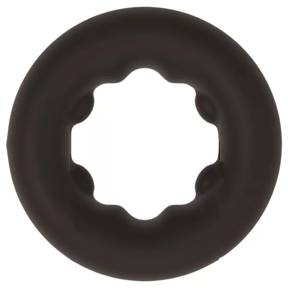 Pulselock Cocktura - točkasti silikonski prsten za penis (crni) - 27 mm
