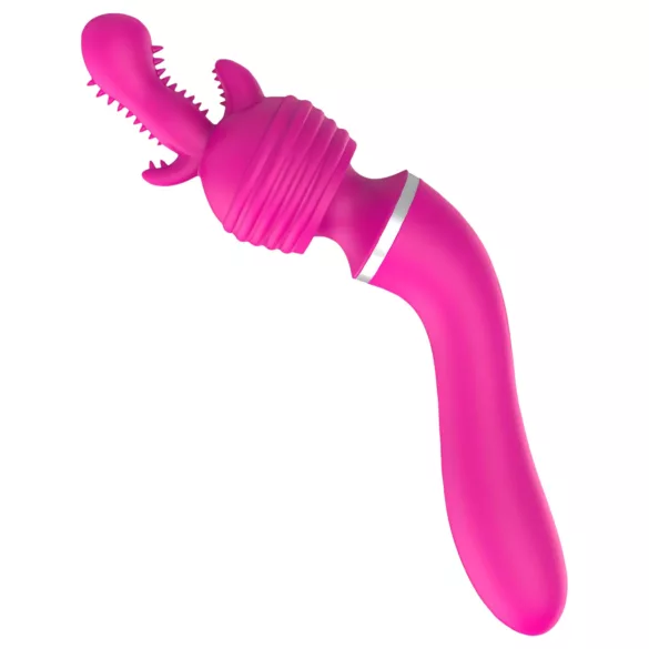 Lonely - 2u1 masažer i G-točka vibrator s 3 nastavka - rozi