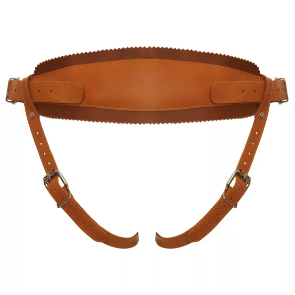 ZADO - kožni remen za strap-on proizvode - smeđa - L/XL