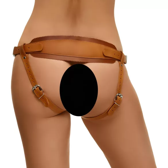 ZADO - kožni remen za strap-on proizvode - smeđa - L/XL