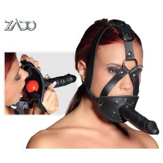 ZADO - kožni strap-on s dildom - crna