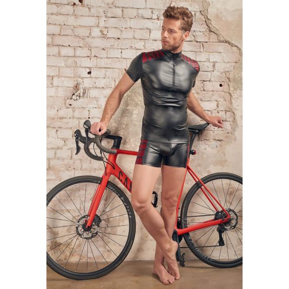 NEK - muška majica s crvenim umetkom i patentnim zatvaračem - crna - L