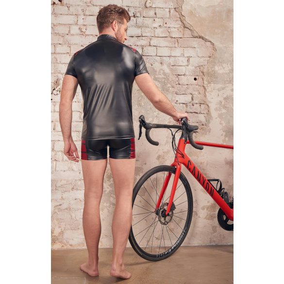 NEK - muška majica s crvenim umetkom i patentnim zatvaračem - crna - L