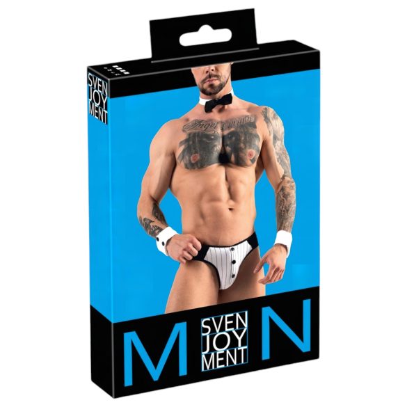 Svenjoyment - muški tanga kostim konobara - crno-bijeli set