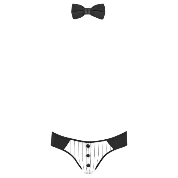 Svenjoyment - muški tanga kostim konobara - crno-bijeli set - L