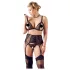 Cottelli Plus Size - set čipkanog donjeg rublja - crna - XXXXL