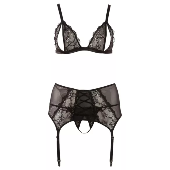 Cottelli Plus Size - set čipkanog donjeg rublja - crna - XXXXL