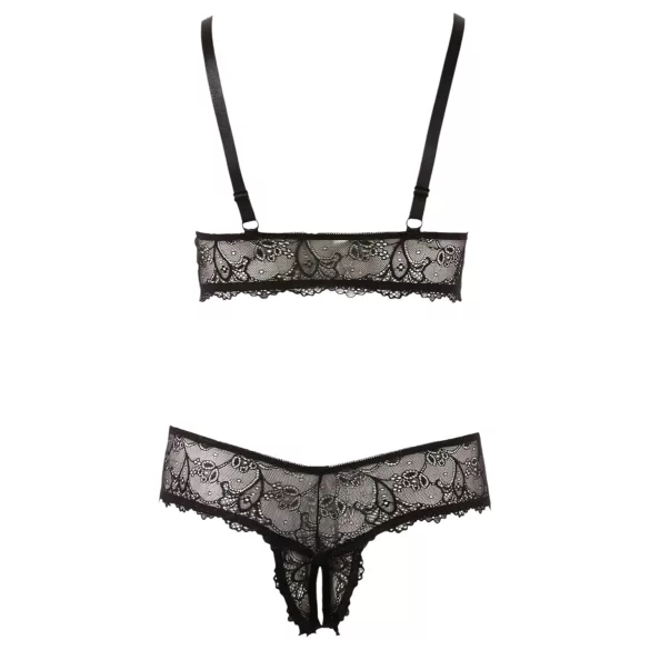 Cottelli Plus Size - čipkasti grudnjak set - crna - XXL