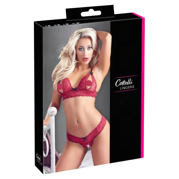 Cottelli - Zavodljivi čipkasti grudnjak set (crveni) - M