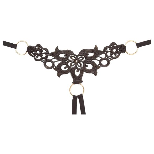 Cottelli - vezani grudnjak i gaćice - sjajni vez - crna