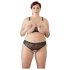 Cottelli Plus Size - Set grudnjaka s perlicama (crna) - 2XL
