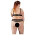 Cottelli Plus Size - Set grudnjaka s perlicama (crna) - 2XL