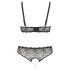 Cottelli Plus Size - Set grudnjaka s perlicama (crna) - 2XL
