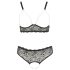 Cottelli Plus Size - Set grudnjaka s perlicama (crna) - 2XL