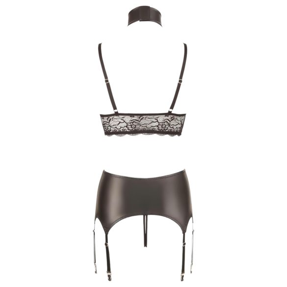 Cottelli Bondage - čipkasti sjajni donji veš set 4-dijelni - M