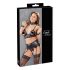 Cottelli Bondage - čipkasti sjajni set donjeg rublja (4 dijela) - L