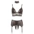 Cottelli Bondage - čipkasti sjajni set donjeg rublja (4 dijela) - XL
