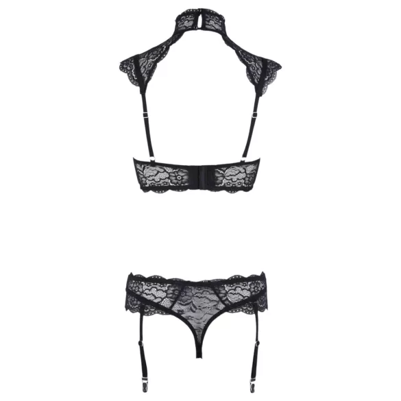 Cottelli - čipkasti set grudnjaka s ovratnikom (crni) - 85B/L