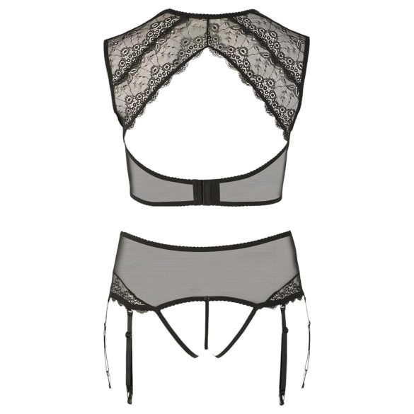 Cottelli Plus Size - seksi komplet donjeg rublja sa čipkom i strass detaljima - XL