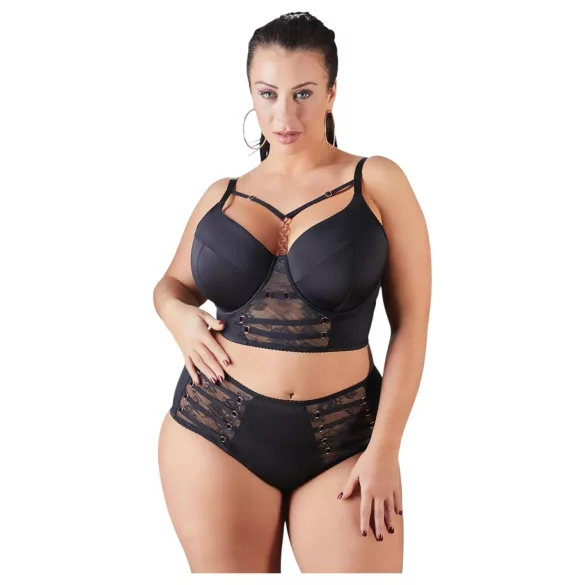 Cottelli Plus Size - grudnjak s čipkom i naramenicama (crni) - 85E