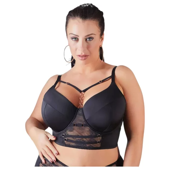 Cottelli Plus Size - grudnjak s čipkom i naramenicama (crni) - 95F