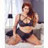 Cottelli Plus Size - grudnjak s križnim trakama i gaćice (crne) - 85E/L