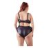 Cottelli Plus Size - grudnjak s križnim trakama i gaćice (crne) - 85E/L