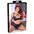 Cottelli Plus Size - grudnjak s križnim trakama i gaćice (crne) - 85E/L